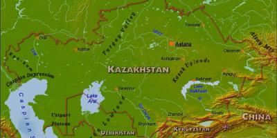 نقشه از قزاقستان فیزیکی