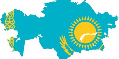 نقشه از قزاقستان پرچم