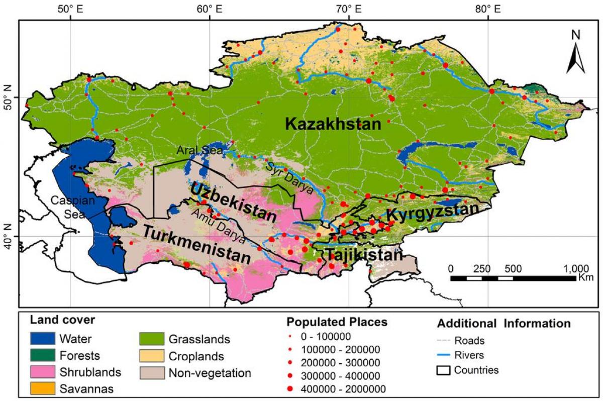 نقشه آب و هوا در قزاقستان