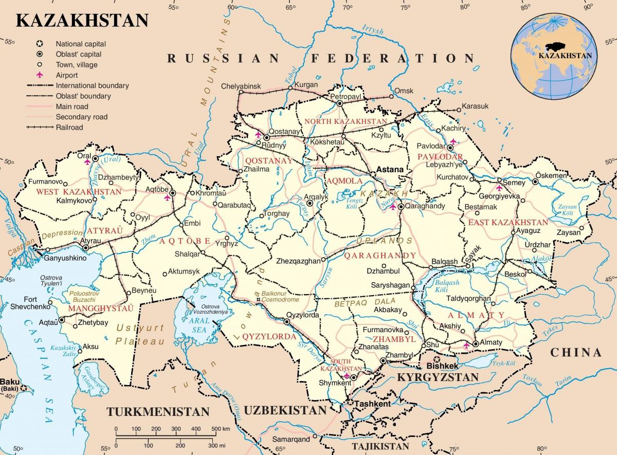 نقشه از قزاقستان سیاسی