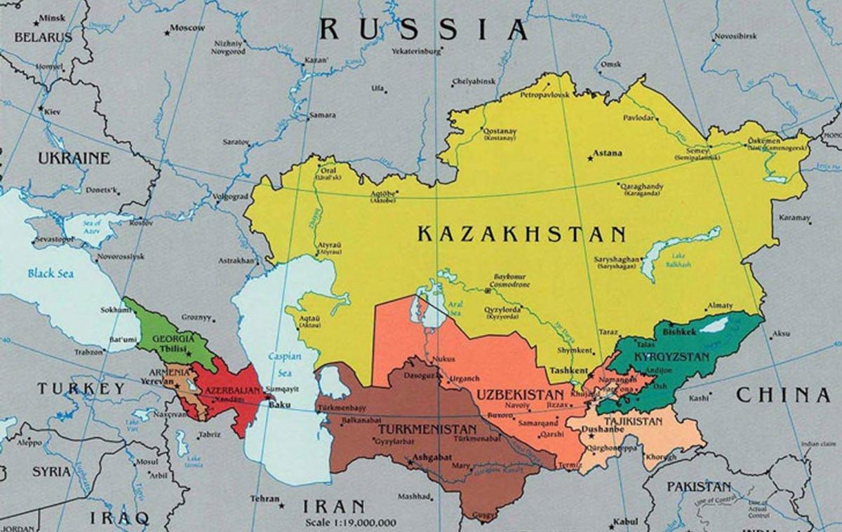 نقشه قزاقستان کشورهای اطراف